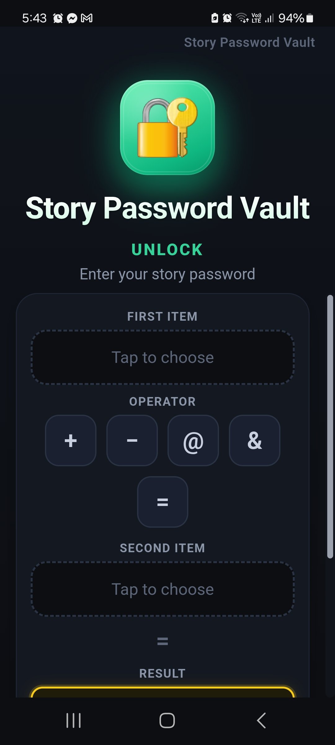Unlock screen with empty first and second item